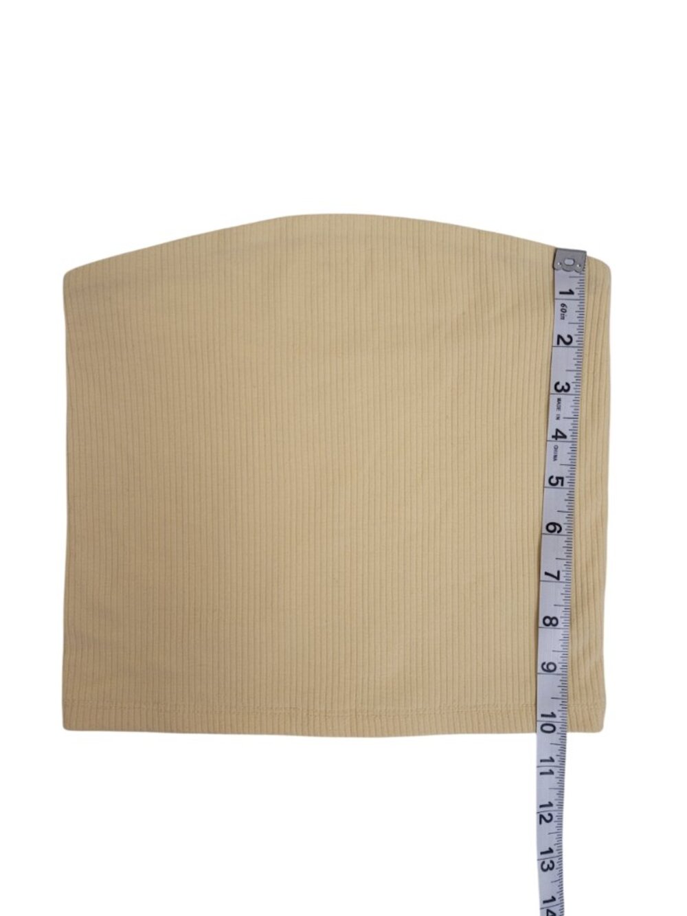 American Eagle Yellow Ribbed Cropped Bandeau Top - Picture 3 of 6